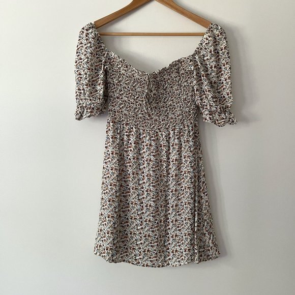 Faithfull The Brand Beldhi Floral Mini Dress Puff Sleeve Size 4 - Picture 3 of 6